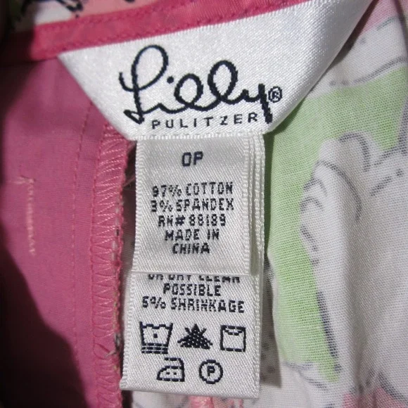 Vintage Lilly Pulitzer Liza Capri Pants Women 0P Pink Green Lion Sun Flowers Y2K - Picture 9 of 12